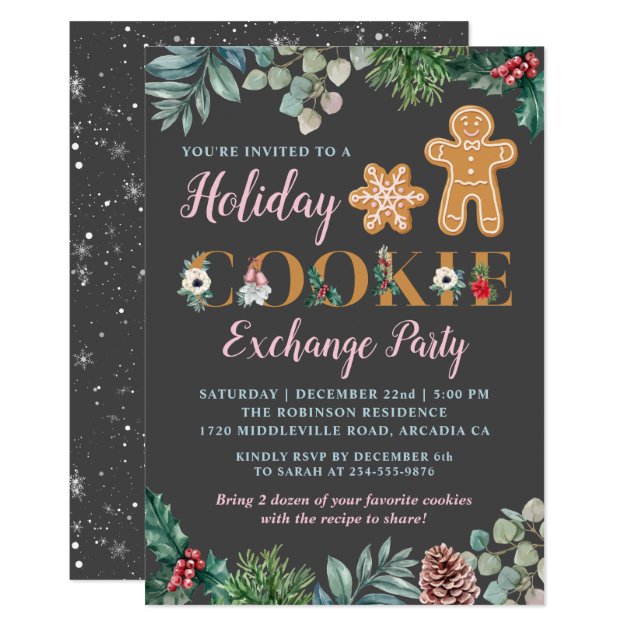 Gingerbread Men Holiday Cookie Exchange Party Invitation