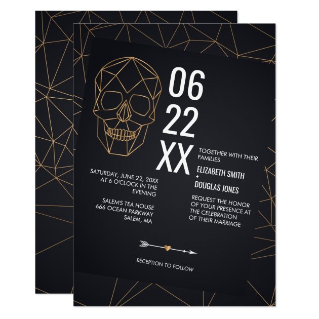 Off Set Geometric Skull Wedding Invitation