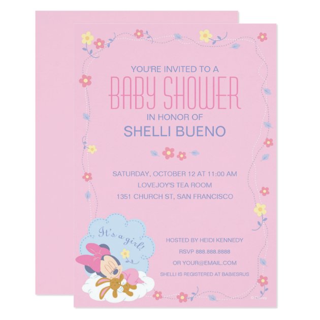 Baby Minnie Mouse Baby Shower Invitation (front side)