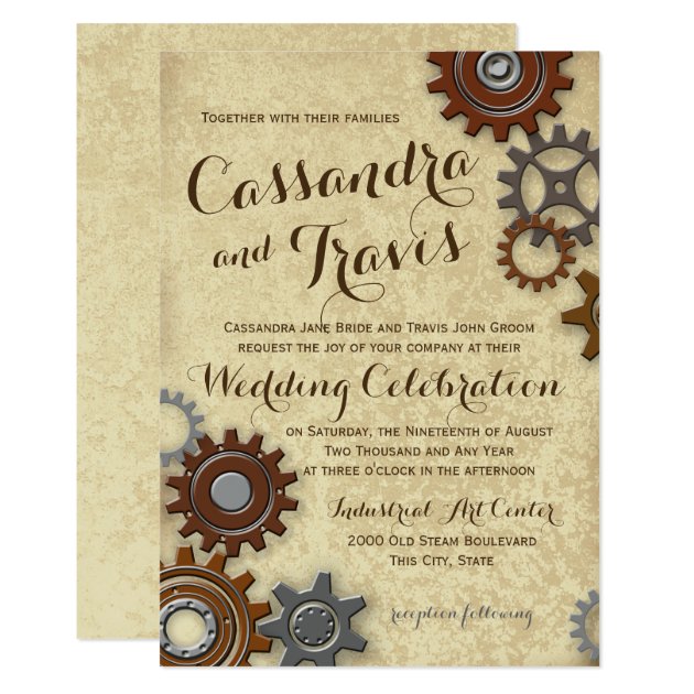 Industrial Gears Rustic Wedding Invitation