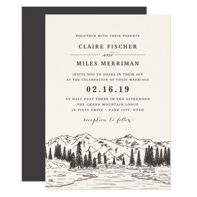 Mountain Sketch Wedding Invitation