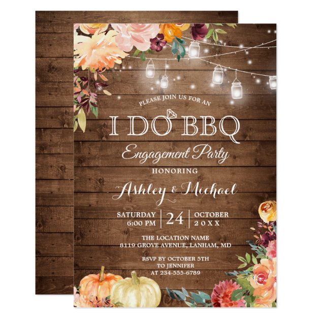 Autumn Themed I DO BBQ Engagement Party Invitation