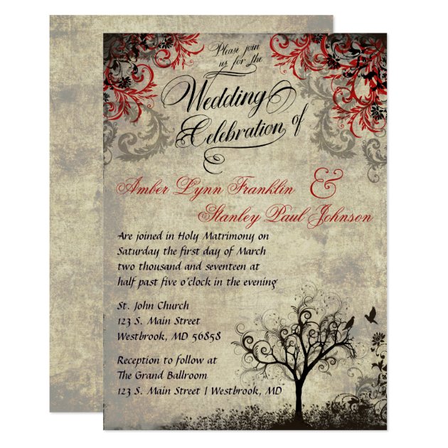 Vintage Tree Wedding Invitation
