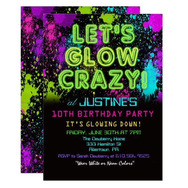 ANY AGE - Glow Party Birthday Invitation