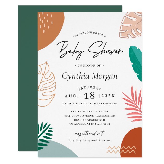 Trendy Abstract Tropical Summer Baby Shower Invitation