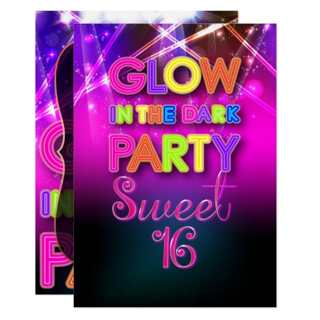 PixDezines Sweet 16, Laser Lights/Glow Party Invitation