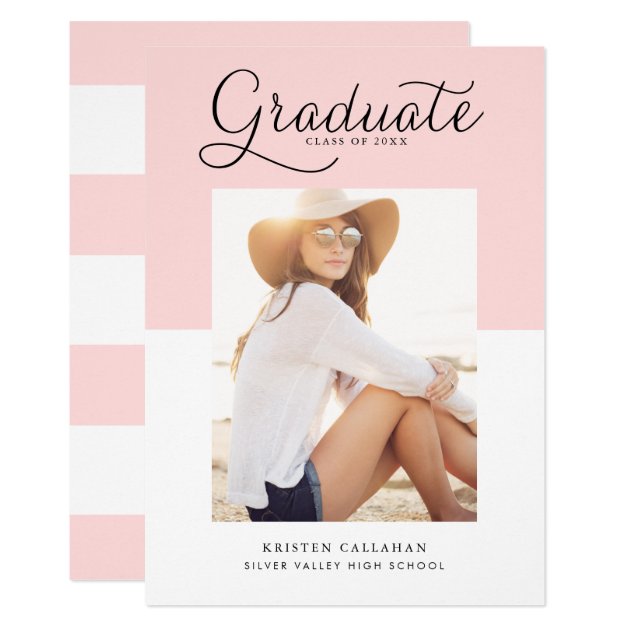 Blush Mod Minimalist Photo Graduation Invitation