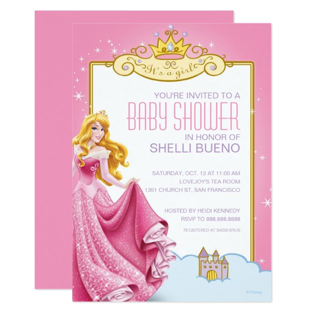 Disney Princess Aurora It's a Girl Baby Shower Invitation (front side)