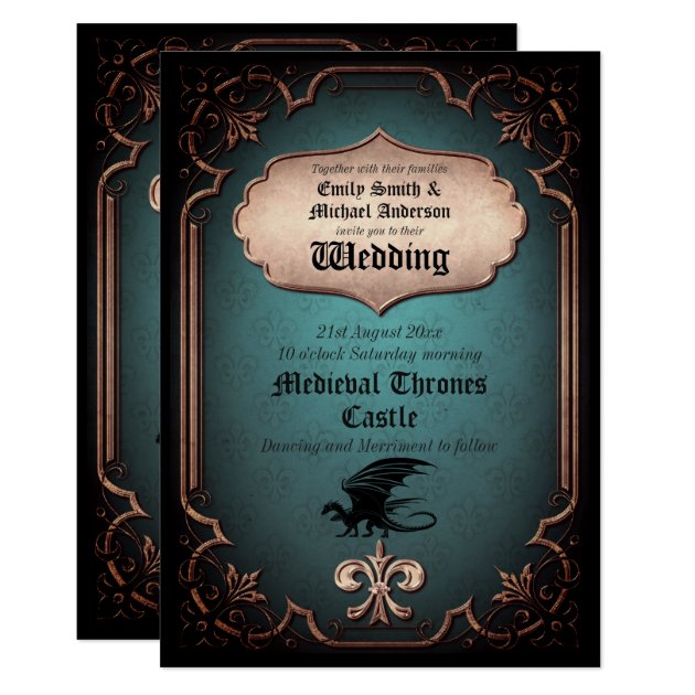 Dragon Wedding Medieval Gothic Vintage Thrones Invitation