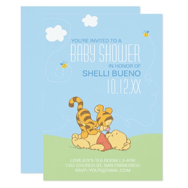 Baby Pooh and Tigger Baby Shower Invitation (front side)