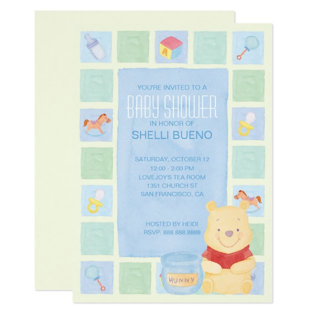 Baby Pooh and Hunny Baby Shower Invitation (front side)