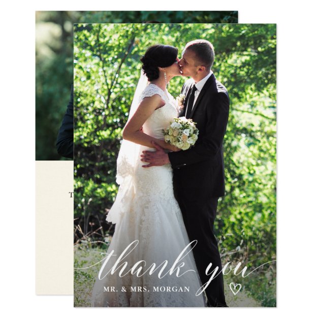 Elegant Handwriting Wedding Photo Thank You Card