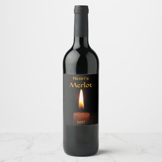 Candle Flame Brown and Black Wine Label (Front)
