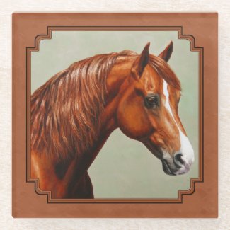 Chestnut Morgan Horse Rusty Red Glass Coaster