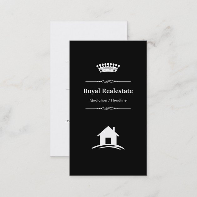 Real Estate - Professional Modern Black White Business Card (back side)