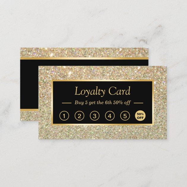 Trendy Gold Glitter Sparkles Look | Loyalty Card (back side)