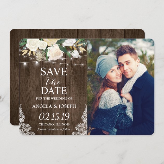 Rustic Country Romantic Chic Save The Date Photo