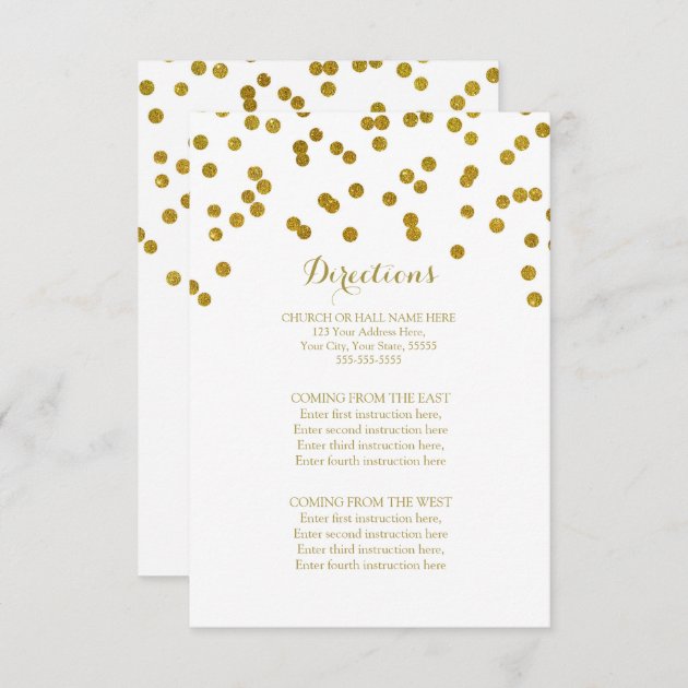 Gold Confetti Wedding Direction Insert