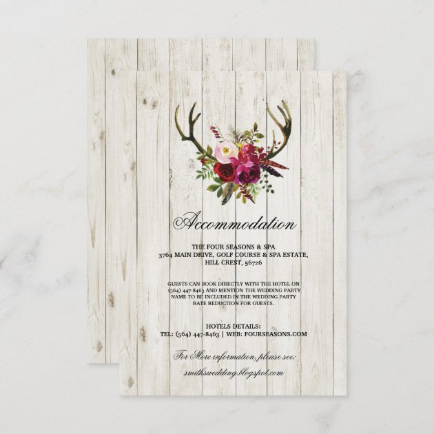 Antlers Rustic Accommodation Wood Wedding Cards