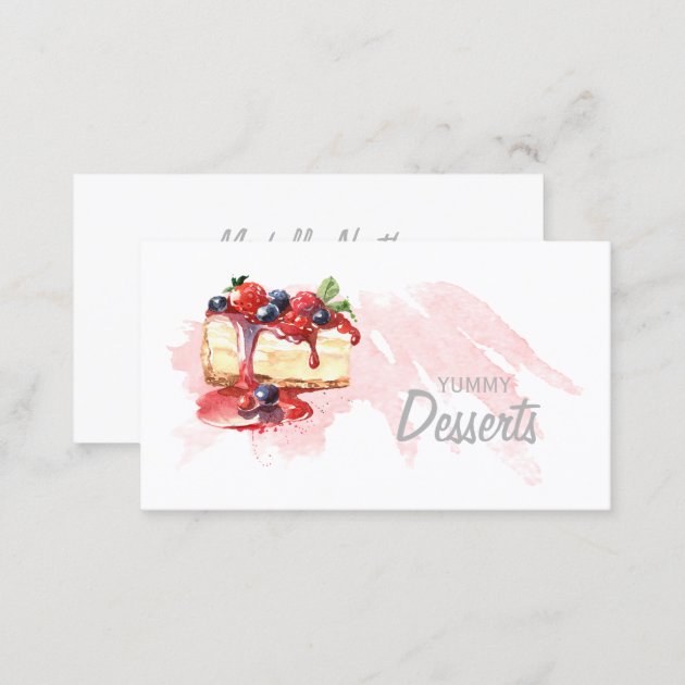 Watercolor Bakery Desserts ID298 Business Card (back side)