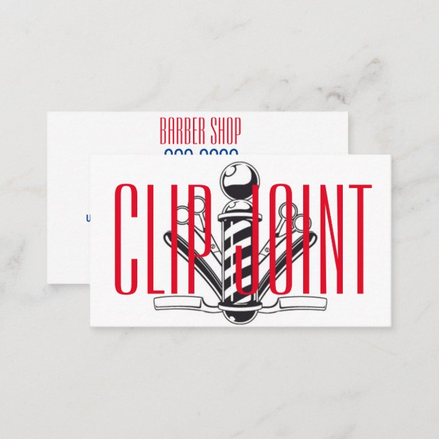 Red and White Striped w/BarberPole, Straight Razor Business Card (back side)