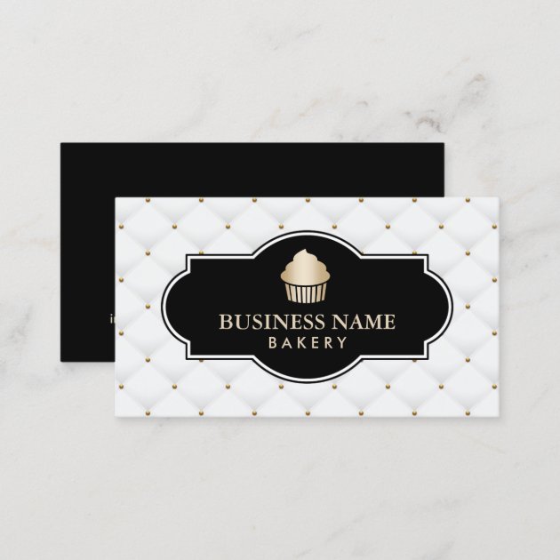 Gold Cupcake Bakery Luxury Quilted Business Card (back side)