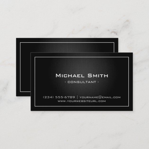 Simple Professional Black Metallic Modern Look Business Card (back side)