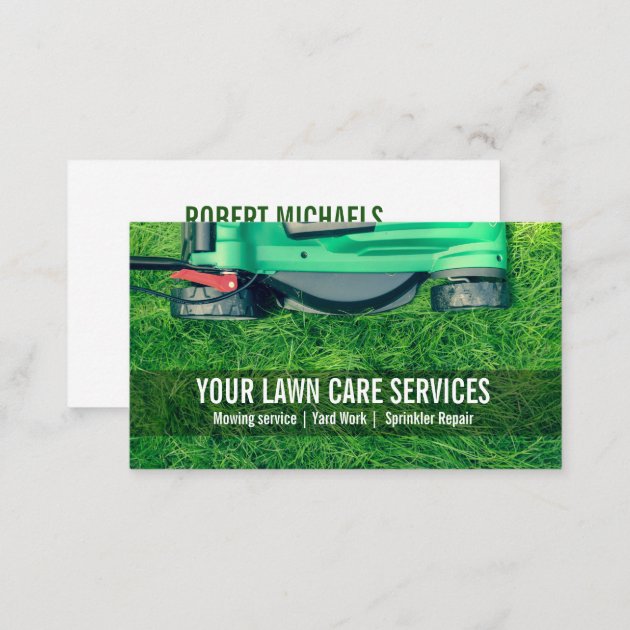 Green Grass Yard Lawn Care Gardening Landscaping Business Card (back side)