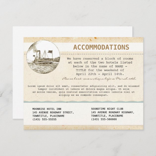 Wedding Accommodations Card With Cruise