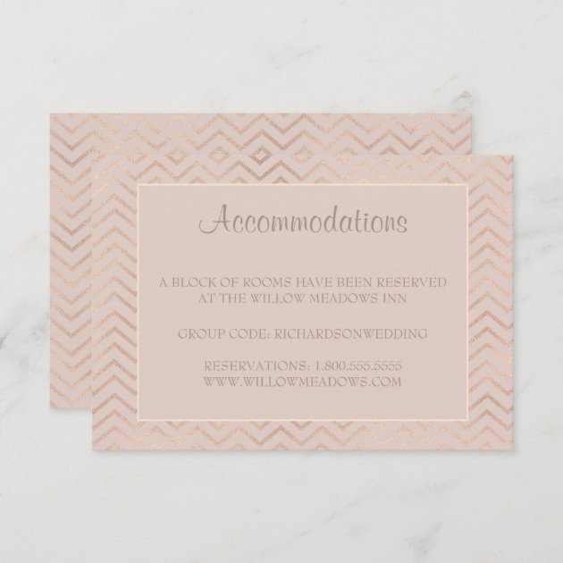 Wedding Accommodation Card | Champagne Chevron