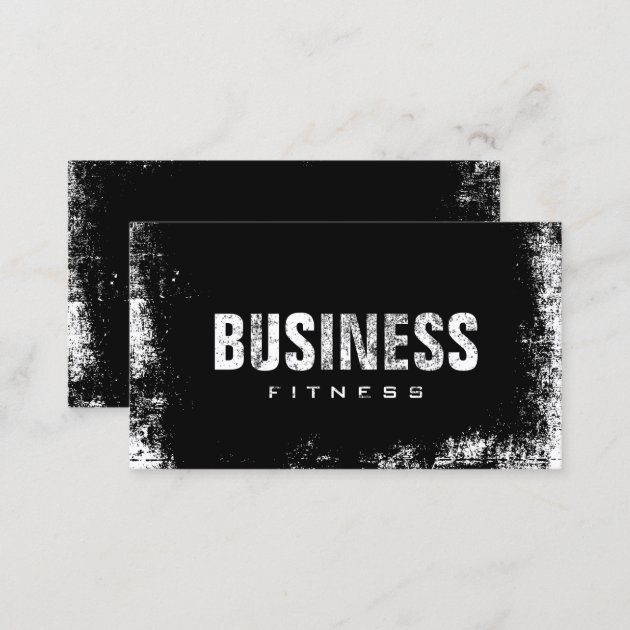 Fitness Training Professional Dark Grunge Business Card (back side)