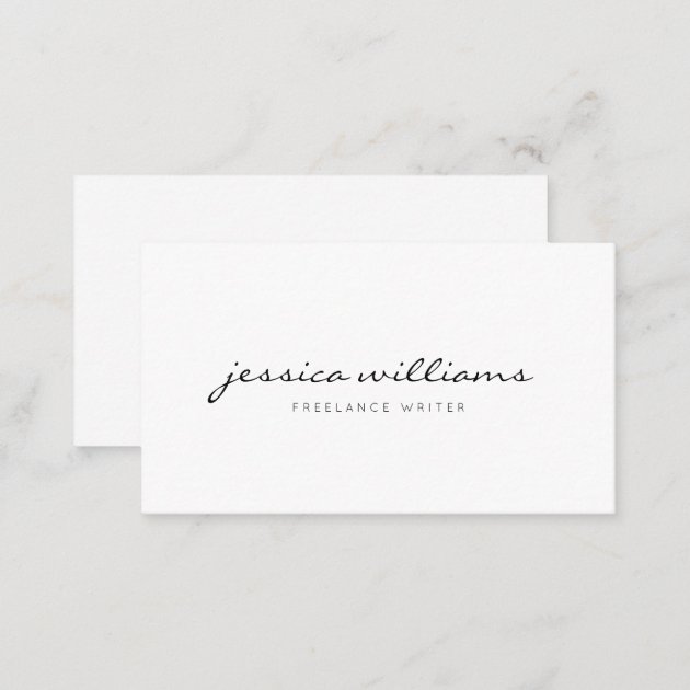 Minimalist Modern Handwritten Professional White Business Card (back side)