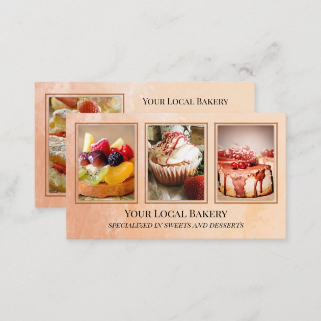 Sweet Bakery Dessert Photo Business Card (back side)