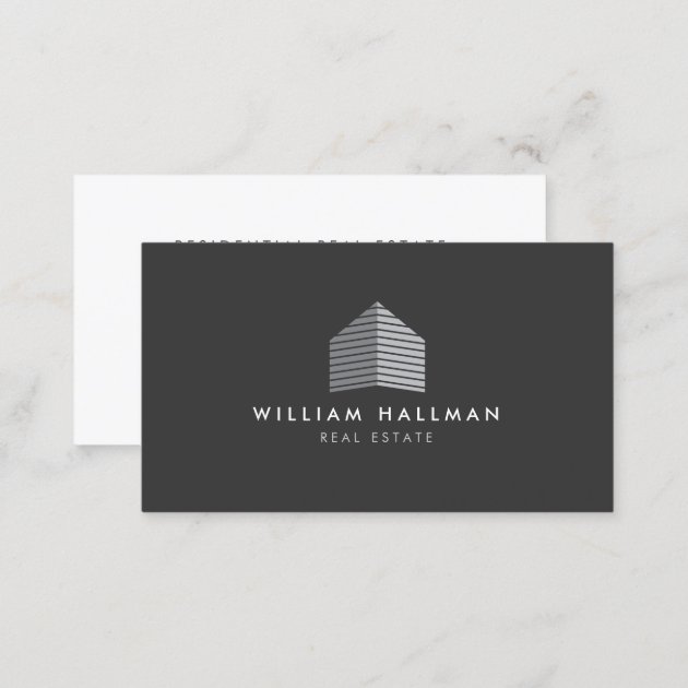 Abstract Home Logo Gray/Dark Gray Business Card (back side)