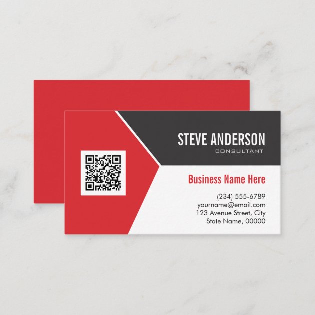 Professional Modern Red - Corporate QR Code Logo Business Card (back side)