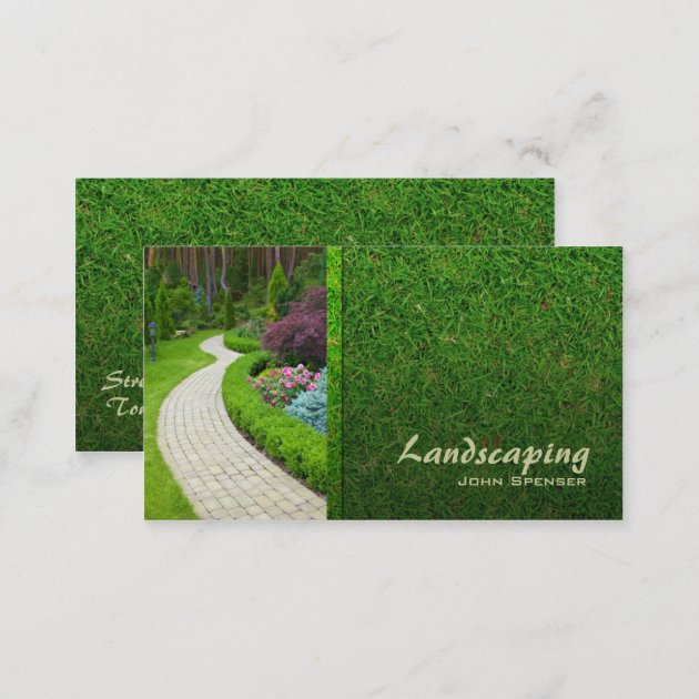 Landscaping Lawn Care Gardener Business Card (back side)