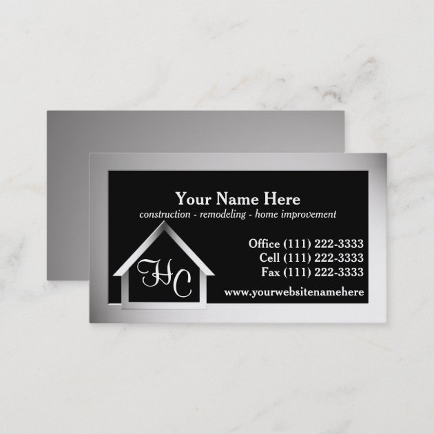 Steel Grey House Construction Business Card (back side)