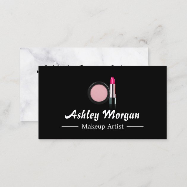 Makeup Artist Beauty Lipstick Blush Powder Logo Business Card (back side)