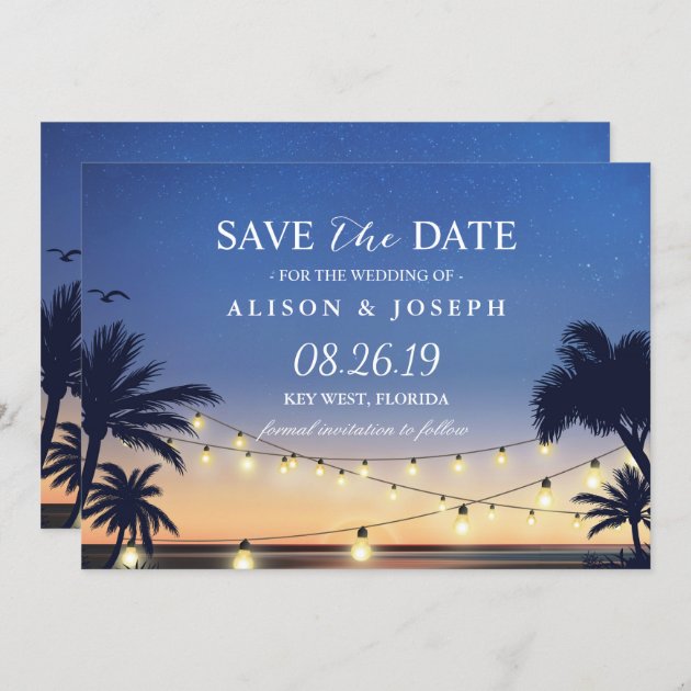Palm Beach Sunset String Lights Save The Date