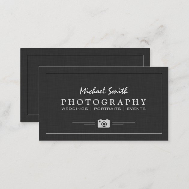 Wedding Portrait Photography Elegant Embossed Look Business Card (back side)