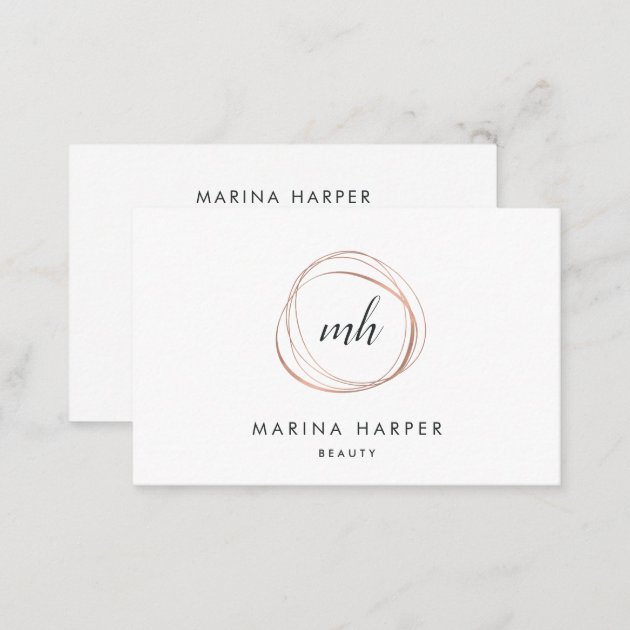 Modern Faux Rose Gold Abstract Business Card (back side)