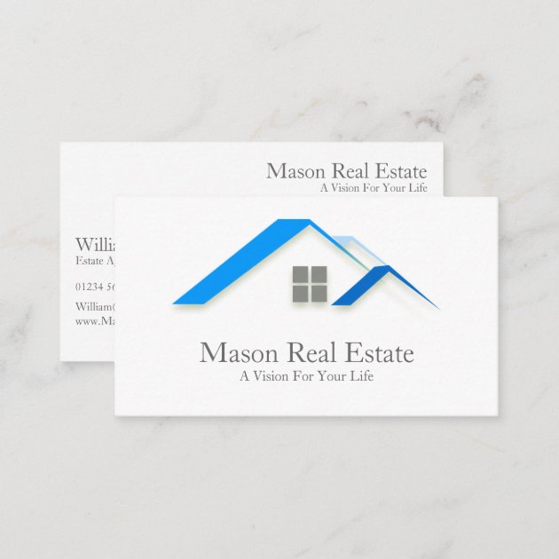 Elegant House Roof Real Estate - Business Card (back side)
