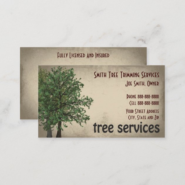 Tree Trimming Care Services Business Card (back side)
