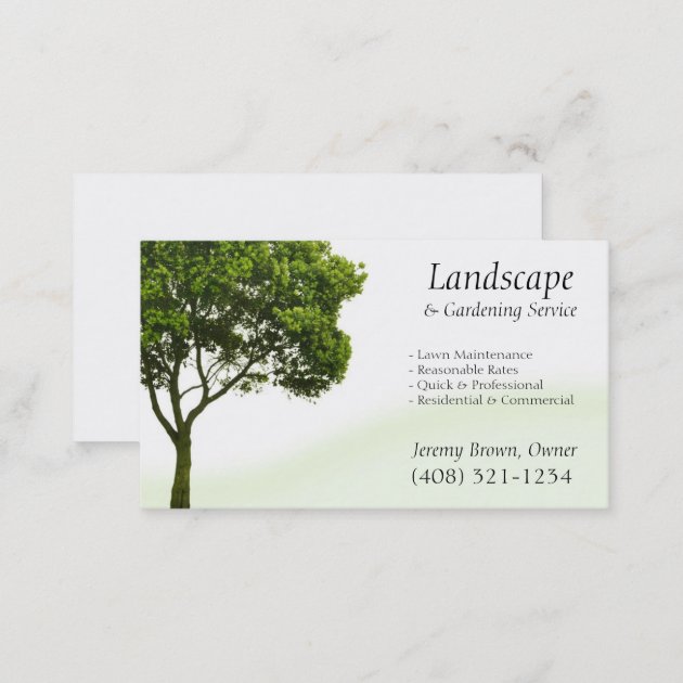 Tree or Lawn Care business card (back side)