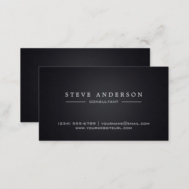 Plain Black Professional Modern Style Business Card (back side)
