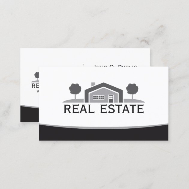 Elegant Real Estate, House Logo, Realtor Business Card (back side)