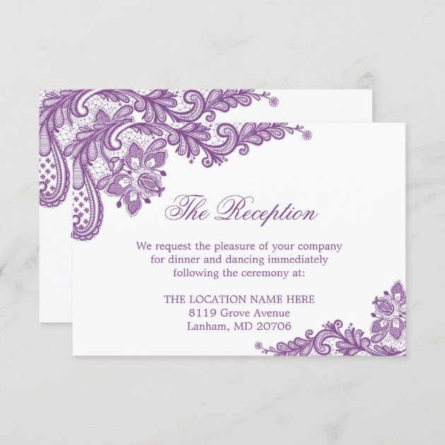 Lavender Purple Lace Wedding Information Details Enclosure Card