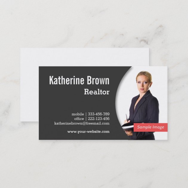 Modern, Professional, Realtor, Real Estate, Photo Business Card (back side)