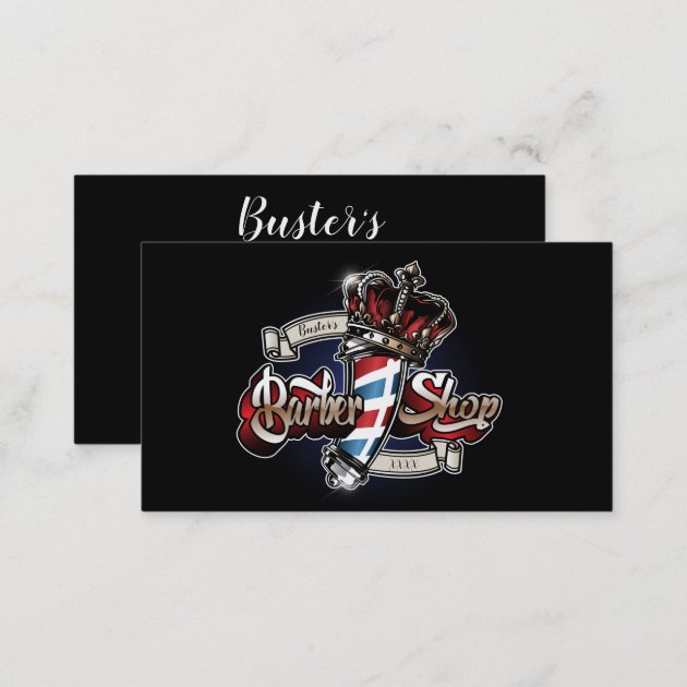 Elegant Barbershop Crown Personalize Business Card (back side)