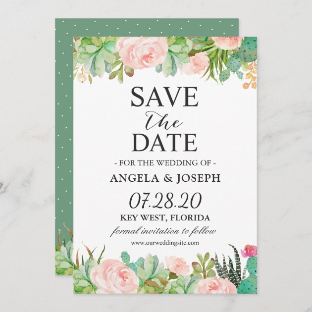 Rustic Succulent Cactus Floral Wedding Save The Date